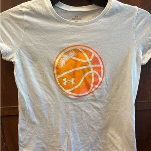 Under Armour Kids Tee with Orange Basketball Graphic
